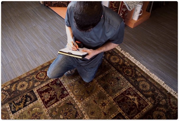 inspection the condition of the carpet before cleaning